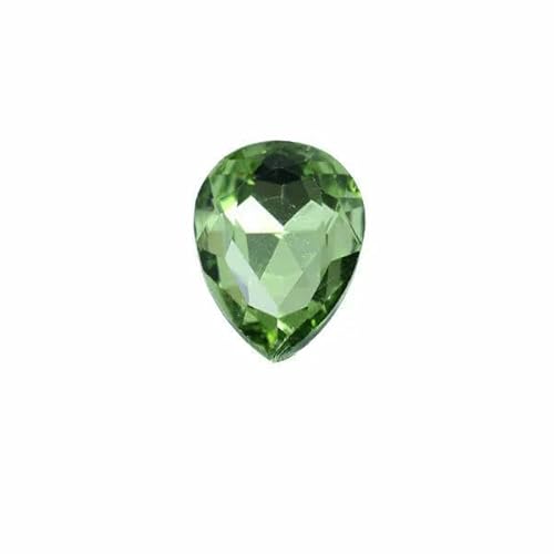 24 Farben Tropfenförmige Glaskristall-Strasssteine mit Spitze auf der Rückseite, Schmuckherstellung, Nagelkunst-Dekoration, Halskette, Brosche, Reparaturperlen, Hellgrün, 13 x 18 mm, 12 Stück von HDJSDB