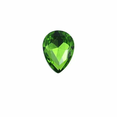 24 Farben Tropfenförmige Glaskristall-Strasssteine mit Spitze auf der Rückseite, Schmuckherstellung, Nagelkunst-Dekoration, Halskette, Brosche, Reparaturperlen – grasgrün – 13 x 18 mm, 12 Stück von HDJSDB