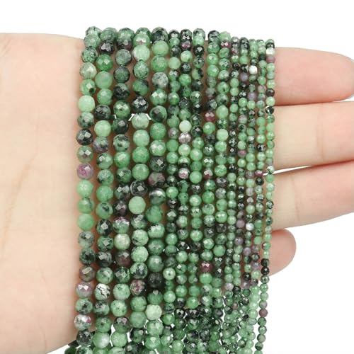 3 4,0 mm facettierte runde Perlen, Achate, Rosenquarze, Amazonite, natürliche Edelsteine, winzige kleine Rocailles-Perlen zur Schmuckherstellung, DIY-Zubehör, Epidot, Rubin, 4,0 mm, ca. 91 Stück 3 4,0 mm facettierte runde Perlen, Achate, Rosenquarze, Amazonite, natürliche Edelsteine, winzige kleine Rocailles-Perlen zur Schmuckherstellung, DIY-Zubehör, Epidot, Rubin, 4,0 mm, ca. 91 Stück von HDJSDB