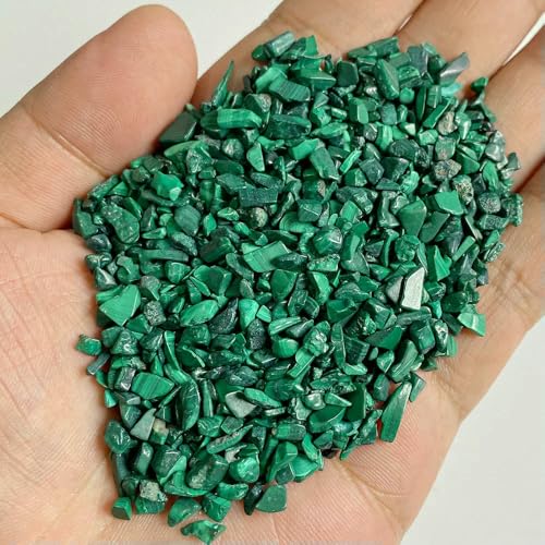 3–5 mm natürlicher Kristallquarz-Steinkies, Reiki-Heilung, getrommelte Achate, Tigerauge, Türkis, verkrustete Edelsteinsplitter für die Dekoration von Heimaquarien, Malachit, 1000 g von HDJSDB