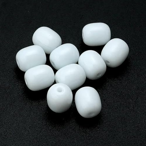 30 Stück/Los ovale zylindrische Glasperlen zur Schmuckherstellung, lose Abstandsperlen, Glaszylinderperlen, DIY-Armbandzubehör, weiß, 10 x 8 mm 30 Stück/Los ovale zylindrische Glasperlen zur Schmuckherstellung, lose Abstandsperlen, Glaszylinderperlen, DIY-Armbandzubehör, weiß, 10 x 8 mm von HDJSDB