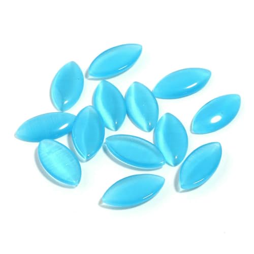 30 Stück Naturstein-Katzenaugen-Cabochon in Marquise-Form, lose Perlen, Cabochon für die Schmuckherstellung, DIY-Halsketten, Armband-Zubehör, blau, 10 mm von HDJSDB