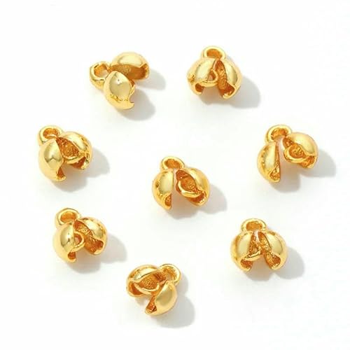 4,0 mm 18 Karat vergoldete Messing-Quetschperlen, Klemmperlen, Muschelperlen, Quetschperlen, für die Herstellung von DIY-Schmuckstücken, 18 Karat vergoldet, a, 20 Stück von HDJSDB