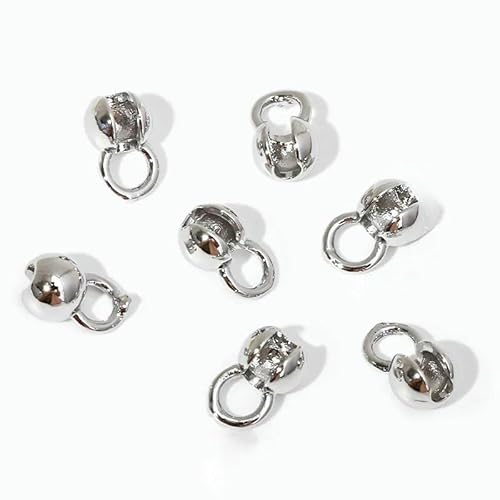 4,0 mm 18 Karat vergoldete Messing-Quetschperlen, Klemmperlen, Muschelperlen, Quetschperlen, für die Schmuckherstellung, rhodiniert, 10 Stück von HDJSDB