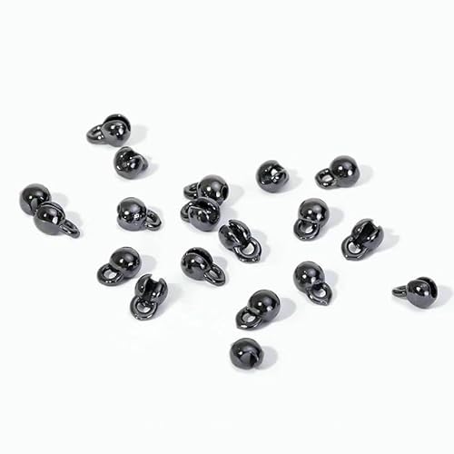 4,0 mm 18 Karat vergoldete Messing-Quetschperlen, Klemmperlen, Muschelperlen, Quetschperlen, für die Schmuckherstellung zum Selbermachen, Schwarz, 10 Stück von HDJSDB