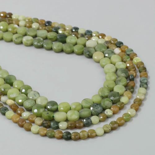 4,0 mm 6 mm runde facettierte Münzperlen, lose Perlen, Naturstein, Lapislazuli, Achate, Obsidian, Quarzperlen zur Schmuckherstellung, DIY-Zubehör, grüne Jade, 6 mm, ca. 60–63 Stück von HDJSDB
