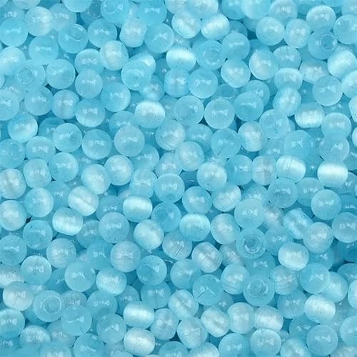 4,0 mm gebürstete tschechische Katzenaugen-Glasperlen, durchscheinende kleine Bastelperlen für die Schmuckherstellung, DIY-Armband-Halskette-S3826-4,0 mm, 145 Stück von HDJSDB