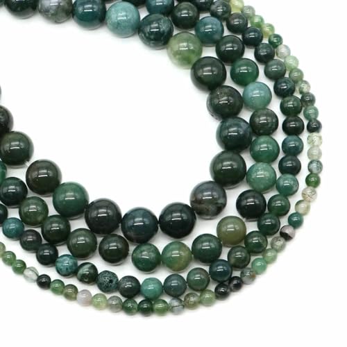 4/6/8/10 mm Tigerauge-Perlen, Naturstein, Heilkristall, Quarz, rund, lose Abstandsperlen für Schmuckherstellung, DIY-Armband, Halskette – Grüner Moosachat – 10 mm, 35–39 Stück 4/6/8/10 mm Tigerauge-Perlen, Naturstein, Heilkristall, Quarz, rund, lose Abstandsperlen für Schmuckherstellung, DIY-Armband, Halskette – Grüner Moosachat – 10 mm, 35–39 Stück von HDJSDB