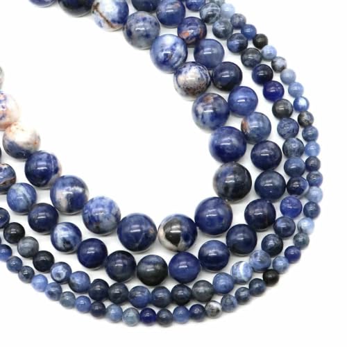 4/6/8/10 mm Tigerauge-Perlen, Naturstein, Heilkristall, Quarz, rund, lose Abstandsperlen zur Schmuckherstellung, DIY-Armband, Halskette – Blauer Sodalith – 6 mm, 56–65 Stück 4/6/8/10 mm Tigerauge-Perlen, Naturstein, Heilkristall, Quarz, rund, lose Abstandsperlen zur Schmuckherstellung, DIY-Armband, Halskette – Blauer Sodalith – 6 mm, 56–65 Stück von HDJSDB