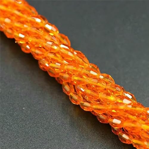 4/6/8 mm facettierte ovale Glasperlen, Kristall-Reisperlen für Heimwerker, Bastelmaterial, Schmuck, Handarbeiten, Orange, 8 x 11 mm, 65 Stück von HDJSDB