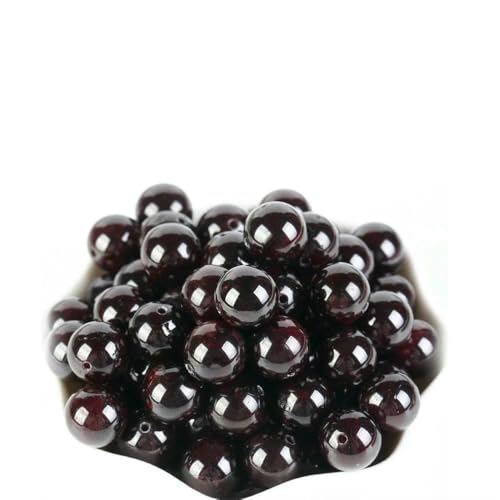 4–12 mm Natursteinperlen, Lava, Amethyst, Tigerauge, Quarz, Achate, runde lose Perlen zur Schmuckherstellung, DIY-Armbandzubehör, Granat, 10 mm, 36–37 Stück von HDJSDB