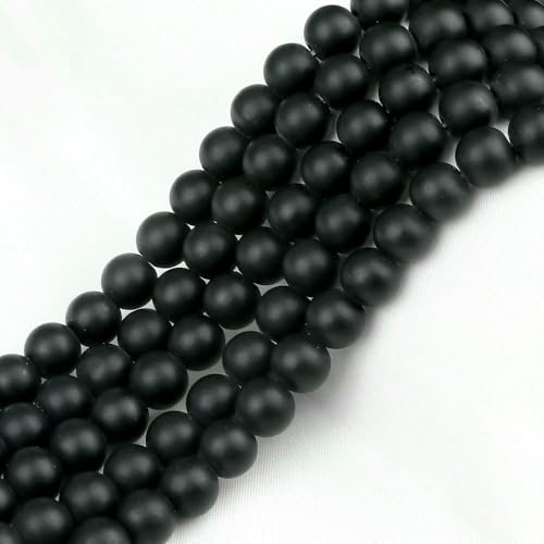 4 6 8 10 mm Naturstein Schwarz-Weiß-Onyx-Perlen, poliert, matt, glatt, runde Perle für Charms, Schmuckherstellung, DIY-Armbänder, Großhandel, Schwarz matt, 6 mm (40 Stück) von HDJSDB