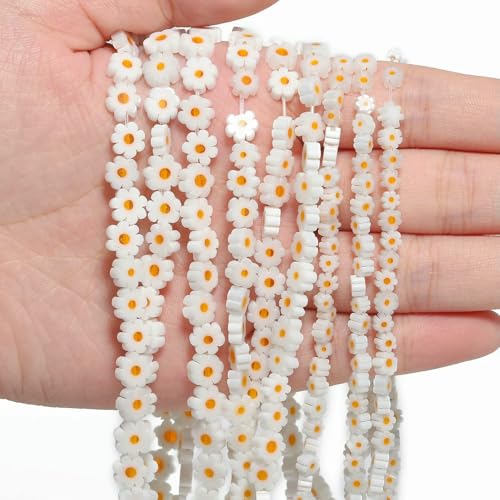 4 6 8 mm mehrfarbige Blumen-Lampwork-Glasperlen, glasierte Perlen zur Schmuckherstellung, DIY-Armband, Halskette, handgefertigtes Zubehör, Farbe 10–6 x 3,0 mm, ca. 65 Stück von HDJSDB