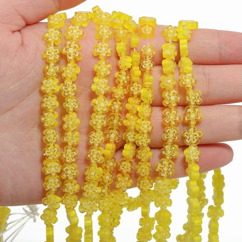 4 6 8 mm mehrfarbige Blumen-Lampwork-Glasperlen, glasierte Perlen zur Schmuckherstellung, DIY-Armband, Halskette, handgefertigtes Zubehör, Farbe 18 – 8 x 3,0 mm, ca. 50 Stück von HDJSDB