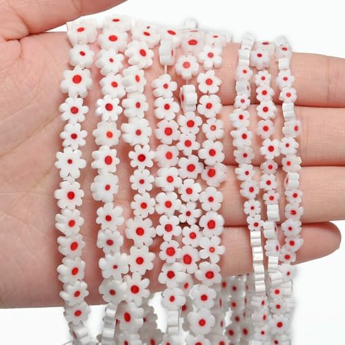 4 6 8 mm mehrfarbige Blumen-Lampwork-Glasperlen, glasierte Perlen zur Schmuckherstellung, DIY-Armband, Halskette, handgefertigtes Zubehör, Farbe 2–6 x 3,0 mm, ca. 65 Stück von HDJSDB