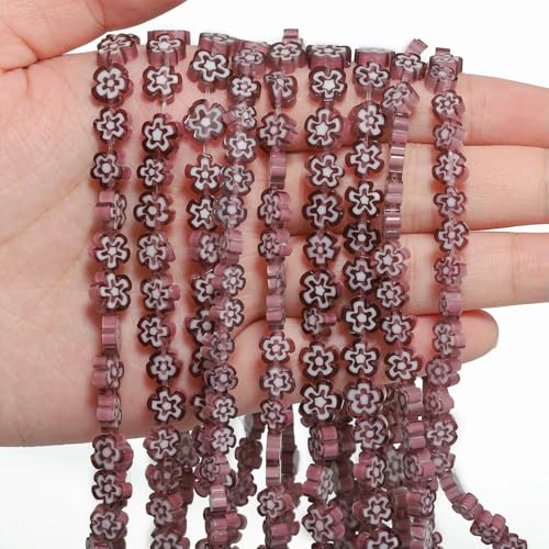 4 6 8 mm mehrfarbige Blumen-Lampwork-Glasperlen, glasierte Perlen zur Schmuckherstellung, DIY-Armband, Halskette, handgefertigtes Zubehör, Farbe 20 – 6 x 3,0 mm, ca. 65 Stück von HDJSDB