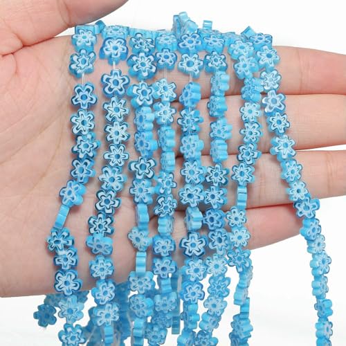 4 6 8 mm mehrfarbige Blumen-Lampwork-Glasperlen, glasierte Perlen zur Schmuckherstellung, DIY-Armband, Halskette, handgefertigtes Zubehör, Farbe 21, 8 x 3,0 mm, ca. 50 Stück von HDJSDB