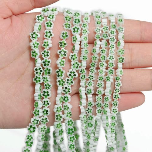 4 6 8 mm mehrfarbige Blumen-Lampwork-Glasperlen, glasierte Perlen zur Schmuckherstellung, DIY-Armband, Halskette, handgefertigtes Zubehör, Farbe 26, 6 x 3,0 mm, ca. 65 Stück von HDJSDB