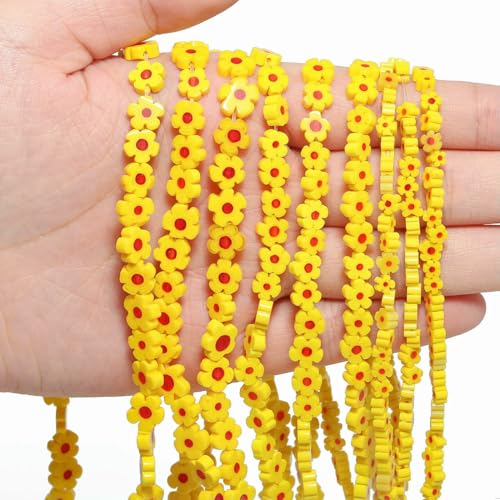 4 6 8 mm mehrfarbige Blumen-Lampwork-Glasperlen, glasierte Perlen zur Schmuckherstellung, DIY-Armband, Halskette, handgefertigtes Zubehör, Farbe 3–8 x 3,0 mm, ca. 50 Stück von HDJSDB
