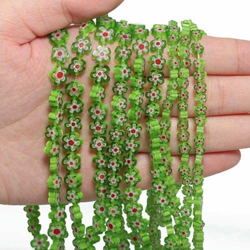 4 6 8 mm mehrfarbige Blumen-Lampwork-Glasperlen, glasierte Perlen zur Schmuckherstellung, DIY-Armband, Halskette, handgefertigtes Zubehör, Farbe 4–4 x 3,0 mm, ca. 95 Stück von HDJSDB