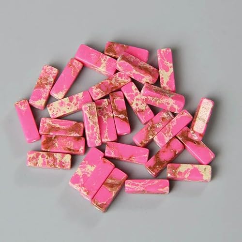 4 x 13,0 mm quadratische Röhrenperle, Naturstein, Lapislazuli, Achate, rechteckige flache Perlen, Anhänger für Schmuckherstellung, DIY-Wickel-Chakra-Armband, Bulk-31 Imperial Rose, 4 x 13,0 mm, von HDJSDB