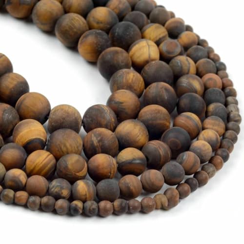 45 Arten Tigerauge Steinperle Natur Gelb Cabochon Rund Facettiert Quadrat Lose Perlen Passend für Modeschmuck Herstellung Handarbeit - 12mm Mattes Tigerauge von HDJSDB