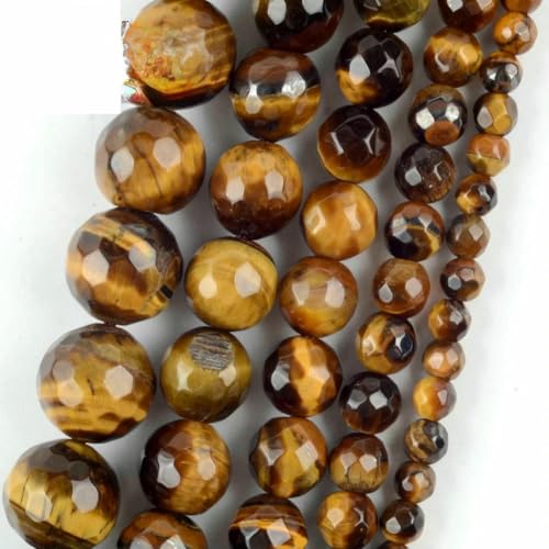 45 Arten Tigerauge Steinperle Natur Gelb Cabochon Rund Facettiert Quadrat Lose Perlen Passform Modeschmuck Herstellung Handarbeit Lieferung-10mmFacetedTigerEye von HDJSDB