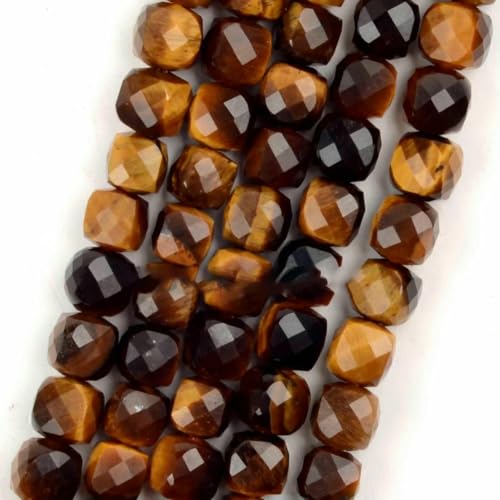 45 Arten Tigerauge Steinperle Natur Gelb Cabochon Rund Facettiert Quadrat Lose Perlen Passform Modeschmuck Herstellung Handarbeit Lieferung-4,8-5,5FacetedSquare von HDJSDB