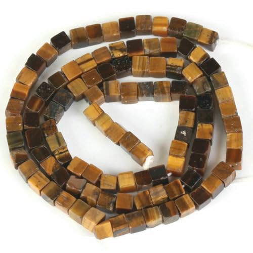 45 Arten Tigerauge Steinperlen Naturgelb Cabochon Rund Facettiert Quadrat Lose Perlen Passend für Modeschmuck Herstellung Handarbeit - 3,0 mm Quadrat von HDJSDB