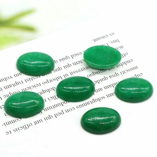 5 Stück/Los Naturkristalle Stein Oval Cabochon Perlen Flache Rückseite Cab Cameo DIY Ring Anhänger Halskette Schmuckherstellung Zubehör-Grüne Jade-30x40mm von HDJSDB