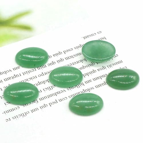 5 Stück/Los Naturkristalle Stein Oval Cabochon Perlen Flache Rückseite Cab Cameo DIY Ring Anhänger Halskette Schmuckherstellung Zubehör-Grüner Aventurin-10x14,0m von HDJSDB