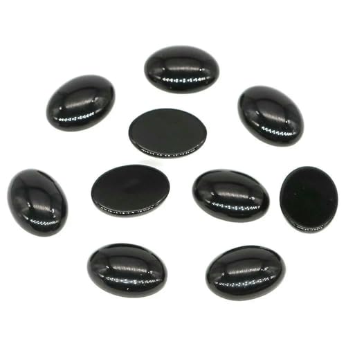 5 Stück/Los ovale Cabochon-Steinperlen, natürliche Kristall-Edelsteine, flache Rückseite, Kamee-Abstandshalter für die Schmuckherstellung, Ohrringe, Anhänger, Halsketten, Schwarzer Obsi 5 Stück/Los ovale Cabochon-Steinperlen, natürliche Kristall-Edelsteine, flache Rückseite, Kamee-Abstandshalter für die Schmuckherstellung, Ohrringe, Anhänger, Halsketten, Schwarzer Obsi von HDJSDB