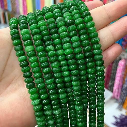 5 x 8 mm Abacus Natürlicher Chalcedon Apatit Granat Amethyst Farbe Stein Abstandsperlen für Schmuckherstellung DIY Armband Zubehör-Dunkelgrün-5 x 8 mm 35–37 Stück von HDJSDB