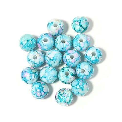 50–100 Stück/Los 8/10/12 mm runde Crackle-Perlen, Acrylperlen zur Schmuckherstellung, mehrfarbige lose Perlen, DIY-Armband, Halskette, blau, 12 mm, 50 Stück von HDJSDB