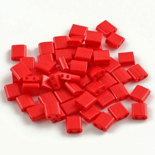 50 Stück/Los, 45 Stile, zwei Löcher, Rocailles-Perlen, DIY, tschechische Glasschmuckperlen für handgefertigten Schmuck, Armbänder, Zubehör, 5 x 5 x 2 mm, T 1, Dunkelrot, 5 x 2 x 2 mm, 100 Stück von HDJSDB