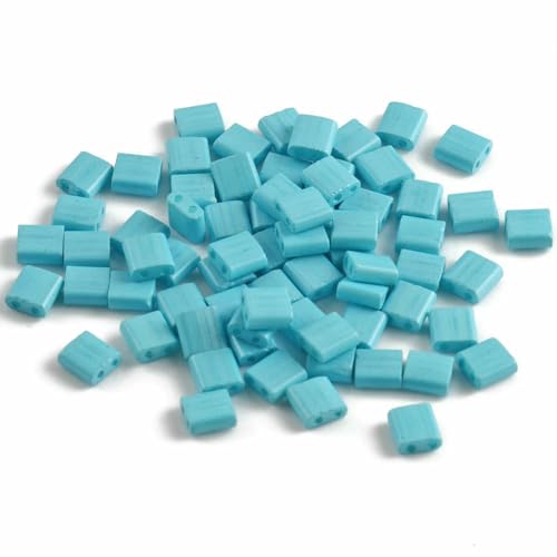 50 Stück/Los, 45 Stile, zwei Löcher, Rocailles-Perlen, DIY, tschechische Glasschmuckperlen für handgefertigten Schmuck, Armbänder, Zubehör, 5 x 5 x 2 mm, T 1, Hellblau, 5 x 2 x 2 mm, 100 Stück von HDJSDB