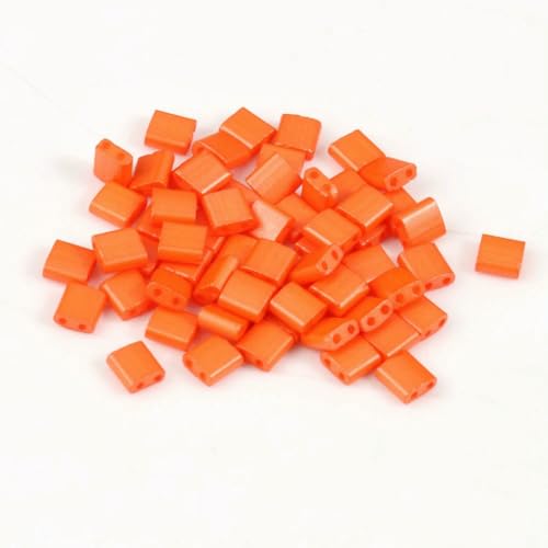 50 Stück/Los, 45 Stile, zwei Löcher, Rocailles-Perlen, DIY, tschechische Glasschmuckperlen für handgefertigten Schmuck, Armbänder, Zubehör, 5 x 5 x 2 mm, T 1, Orange, 5 x 5 x 2 mm, 50 Stück von HDJSDB