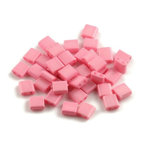 50 Stück/Los, 45 Stile, zwei Löcher, Rocailles-Perlen, DIY, tschechische Glasschmuckperlen für handgefertigten Schmuck, Armbänder, Zubehör, 5 x 5 x 2 mm, T 1, Pink, 5 x 5 x 2 mm, 50 Stück von HDJSDB