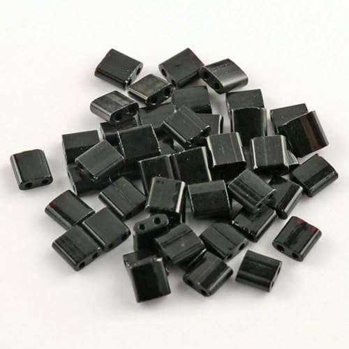 50 Stück/Los, 45 Stile, zwei Löcher, Rocailles-Perlen, DIY, tschechische Glasschmuckperlen für handgefertigten Schmuck, Armbänder, Zubehör, 5 x 5 x 2 mm, T 1, Schwarz, 5 x 5 x 2 mm, 50 Stück von HDJSDB