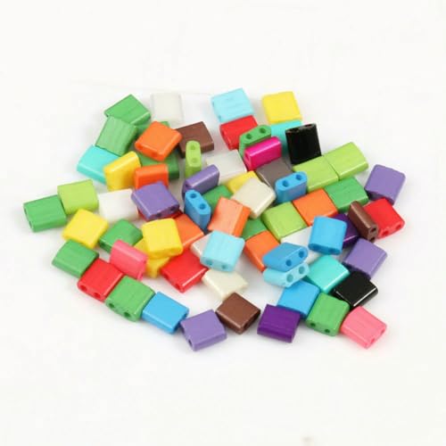 50 Stück/Los, 45 Stile, zwei Löcher, Rocailles-Perlen, DIY, tschechische Glasschmuckperlen für handgefertigten Schmuck, Armbänder, Zubehör, 5 x 5 x 2 mm, T 1, gemischte Farben, 5 x 5 x 2 mm, 50 Stüc von HDJSDB