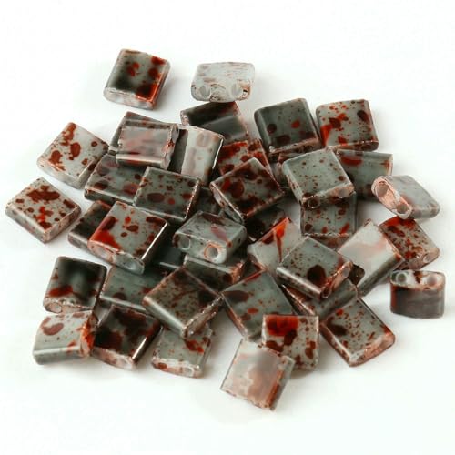 50 Stück/Los, 45 Stile, zwei Löcher, Rocailles-Perlen, DIY, tschechische Glasschmuckperlen für handgefertigten Schmuck, Armbänder, Zubehör, 5 x 5 x 2 mm, T 2, Graurot, 5 x 5 x 2 mm, 50 Stück von HDJSDB