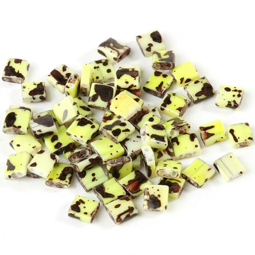 50 Stück/Los, 45 Stile, zwei Löcher, Rocailles-Perlen, DIY, tschechische Glasschmuckperlen für handgefertigten Schmuck, Armbänder, Zubehör, 5 x 5 x 2 mm, T 2, grün schwarz, 5 x 5 x 2 mm, 50 Stück von HDJSDB