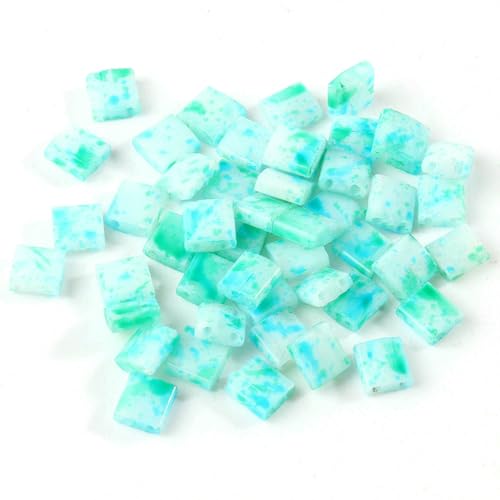 50 Stück/Los, 45 Stile, zwei Löcher, Rocailles-Perlen, DIY, tschechische Glasschmuckperlen für handgefertigten Schmuck, Armbänder, Zubehör, 5 x 5 x 2 mm, T 2, grün-weiß, 5 x 2 x 2 mm, 100 Stück von HDJSDB