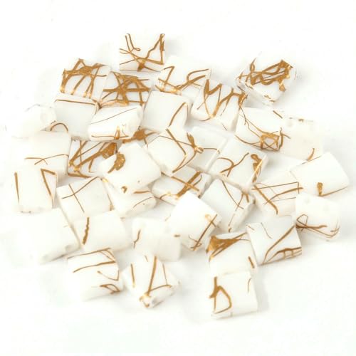 50 Stück/Los, 45 Stile, zwei Löcher, Rocailles-Perlen, DIY, tschechische Glasschmuckperlen für handgefertigten Schmuck, Armbänder, Zubehör, 5 x 5 x 2 mm, T 3, Weißgoldlinie, 5 x 2 x 2 mm, 100 Stück von HDJSDB