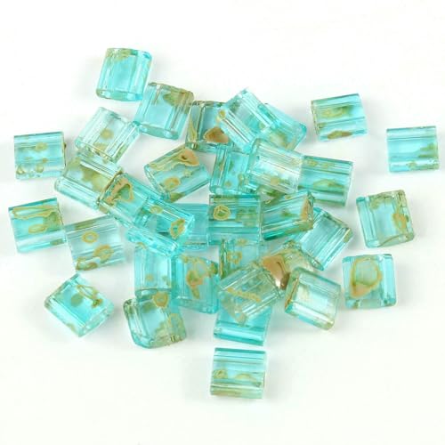 50 Stück/Los, 45 Stile, zwei Löcher, Rocailles-Perlen, DIY, tschechische Glasschmuckperlen für handgefertigten Schmuck, Armbänder, Zubehör, 5 x 5 x 2 mm, T 4, blau klar, 5 x 2 x 2 mm, 100 Stück von HDJSDB