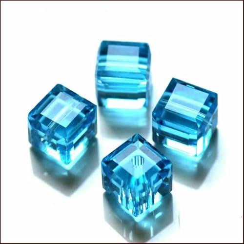 50 Stück/Los Kristallperlen AAA quadratische Form 8 x 8 mm Würfel DIY Modeschmuck Glasperlen für DIY Ohrringe Halskette Armbandherstellung-Aquamarin-8 x 8 mm 50 Stück von HDJSDB