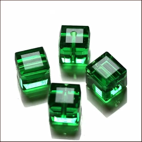 50 Stück/Los Kristallperlen AAA quadratische Form 8 x 8 mm Würfel DIY Modeschmuck Glasperlen für DIY Ohrringe Halskette Armbandherstellung-Erinite-8 x 8 mm 50 Stück von HDJSDB