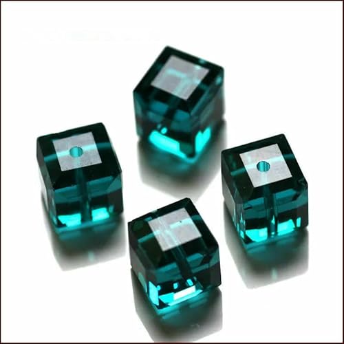 50 Stück/Los Kristallperlen AAA quadratische Form 8 x 8 mm Würfel DIY Modeschmuck Glasperlen für DIY Ohrringe Halskette Armbandherstellung-Indicolite-8 x 8 mm 50 Stück von HDJSDB