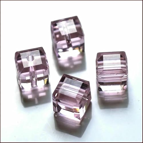 50 Stück/Los Kristallperlen AAA quadratische Form 8 x 8 mm Würfel DIY Modeschmuck Glasperlen für DIY Ohrringe Halskette Armbandherstellung-Roseline-8 x 8 mm 50 Stück von HDJSDB