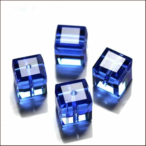 50 Stück/Los Kristallperlen AAA quadratische Form 8 x 8 mm Würfel DIY Modeschmuck Glasperlen für DIY Ohrringe Halskette Armbandherstellung-Saphir-8 x 8 mm 50 Stück von HDJSDB